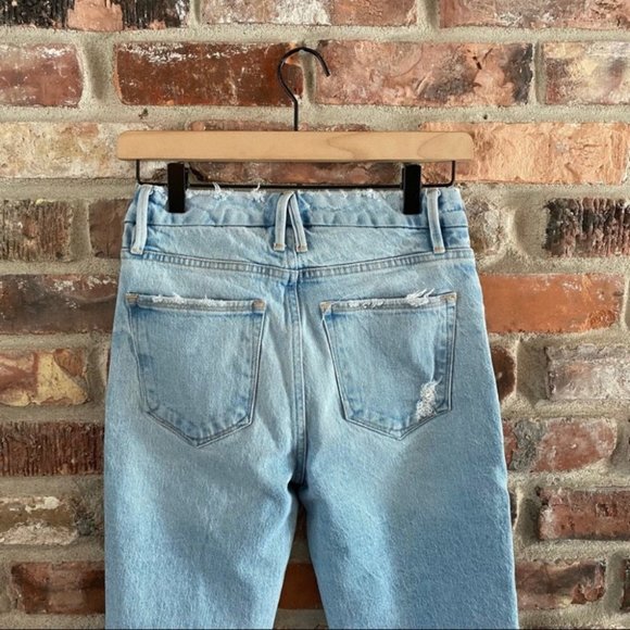Good American Crossover Waist Distressed Skinny Jeans Blue 691 Light Wash - Picture 8 of 10